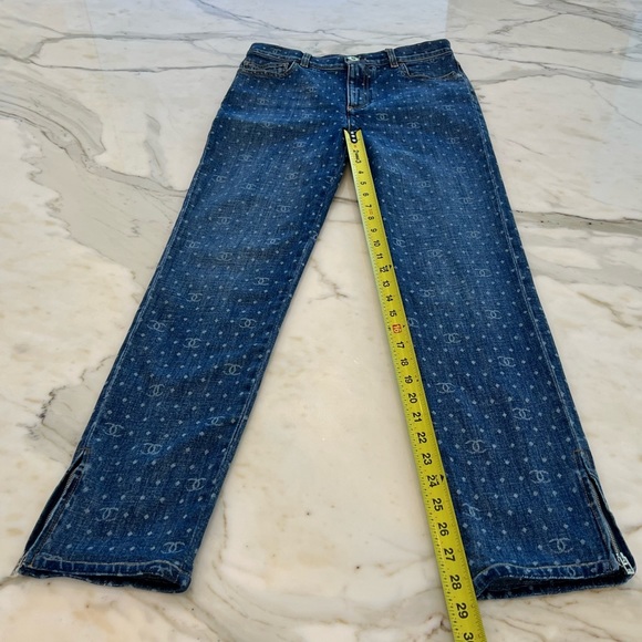 CHANEL 23 CC POLKA DOT DARK BLUE ECRU & WHITE SLIM JEAN SIZE FR 38 / US 6 - Picture 13 of 17
